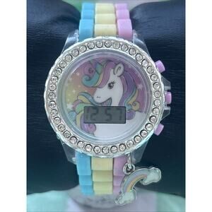 Unicorn Silver Tone Kids Digital Watch